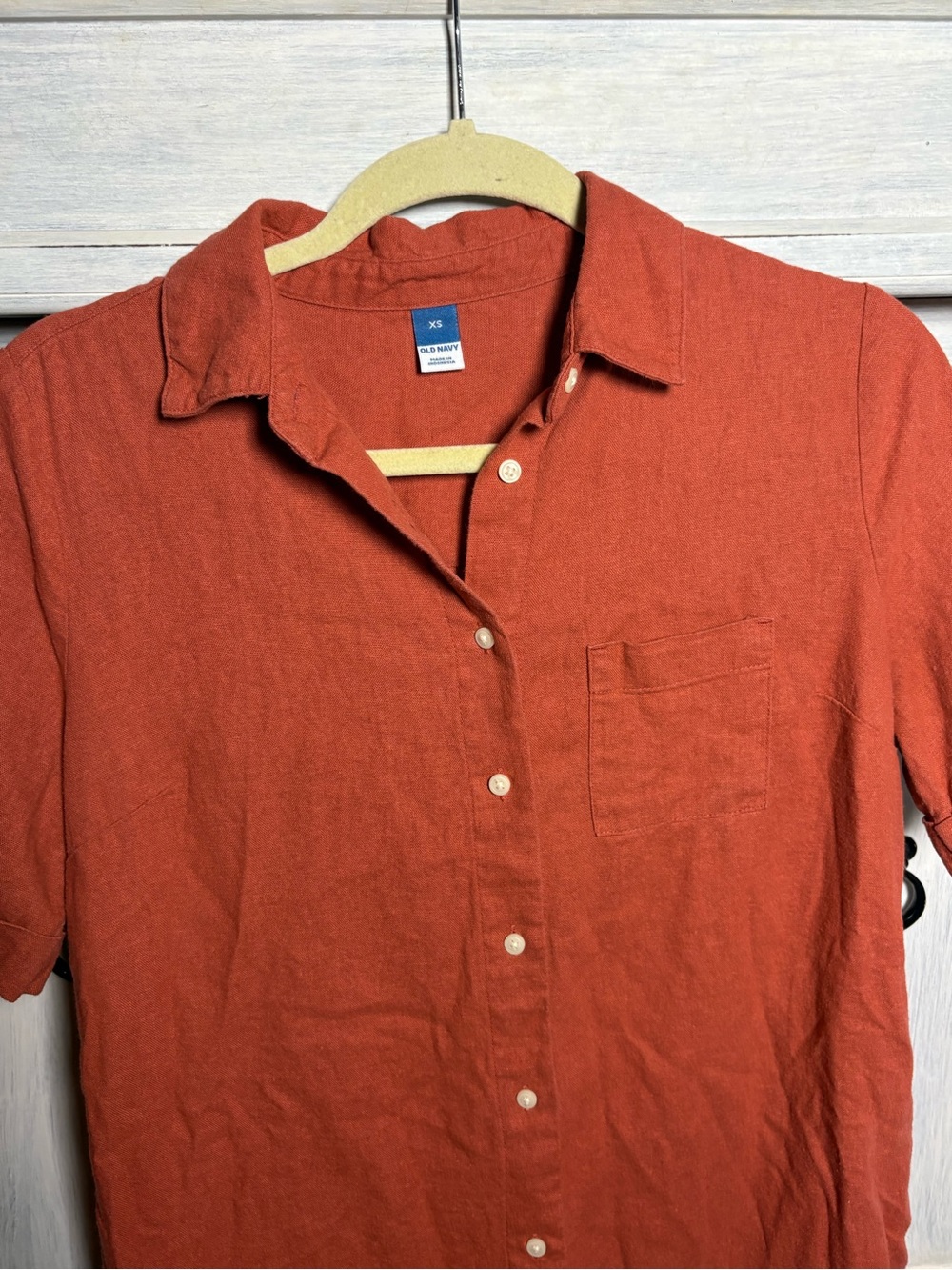Old Navy Linen Blend Gingerspics Shirt Dress Flowy Effortless Lagenlook Vacation - Picture 5 of 10
